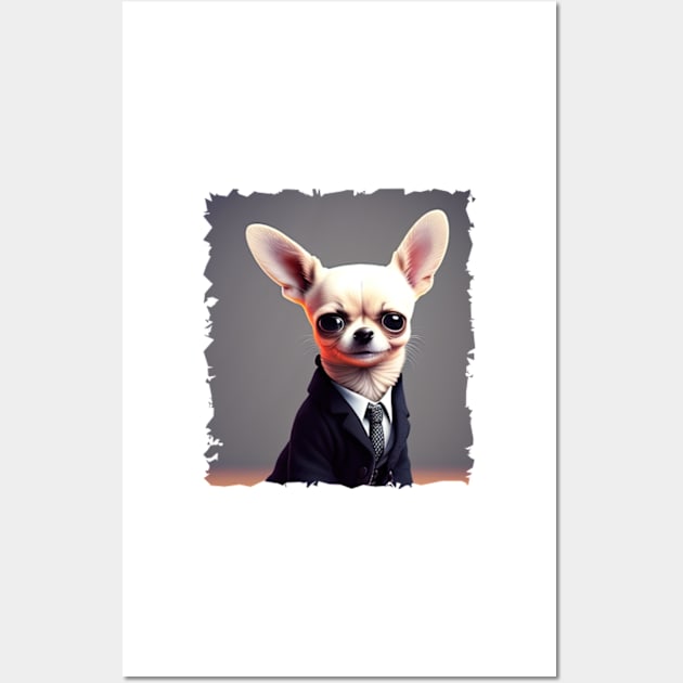 Chihuahua in suit Wall Art by IDesign23